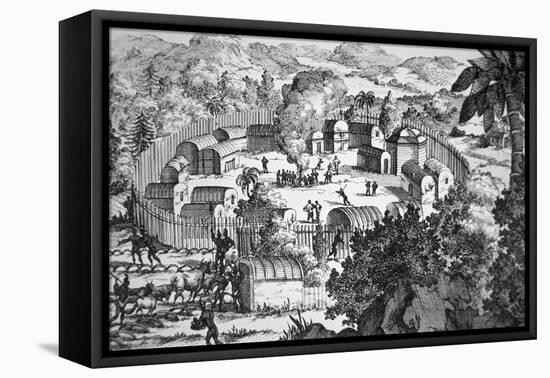 Village of the Susquehanna People, Susquehanna River (Engraving)-American-Framed Premier Image Canvas