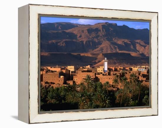 Village of Tinerhir on Banks of River Todra, Todra Gorge, Morocco-John Elk III-Framed Premier Image Canvas