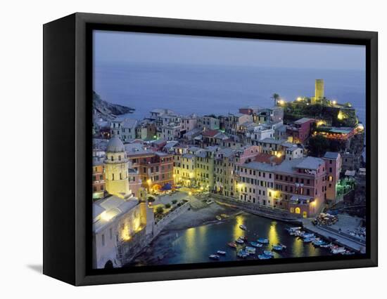 Village of Vernazza in the Evening, Cinque Terre, Unesco World Heritage Site, Liguria, Italy-Bruno Morandi-Framed Premier Image Canvas