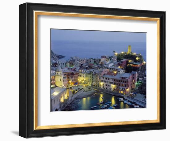 Village of Vernazza in the Evening, Cinque Terre, Unesco World Heritage Site, Liguria, Italy-Bruno Morandi-Framed Photographic Print