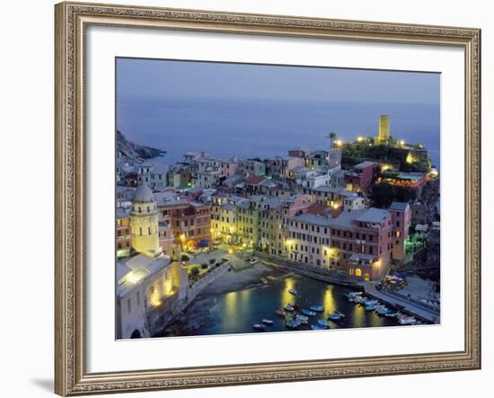 Village of Vernazza in the Evening, Cinque Terre, Unesco World Heritage Site, Liguria, Italy-Bruno Morandi-Framed Photographic Print