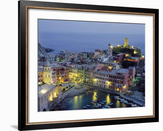 Village of Vernazza in the Evening, Cinque Terre, Unesco World Heritage Site, Liguria, Italy-Bruno Morandi-Framed Photographic Print