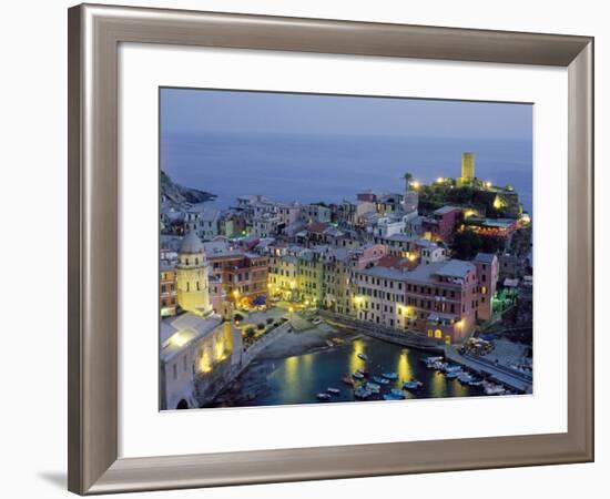 Village of Vernazza in the Evening, Cinque Terre, Unesco World Heritage Site, Liguria, Italy-Bruno Morandi-Framed Photographic Print