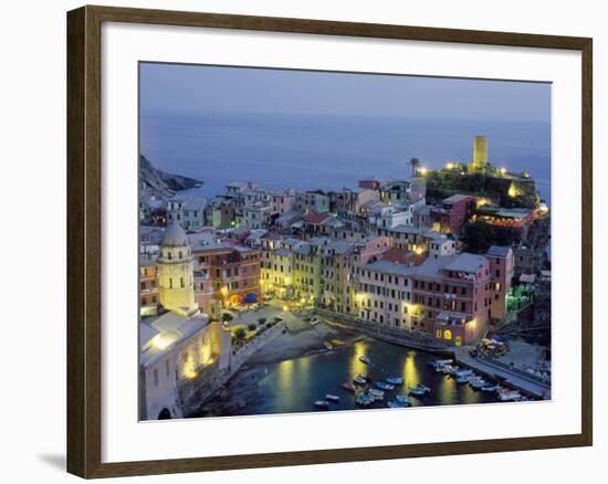 Village of Vernazza in the Evening, Cinque Terre, Unesco World Heritage Site, Liguria, Italy-Bruno Morandi-Framed Photographic Print