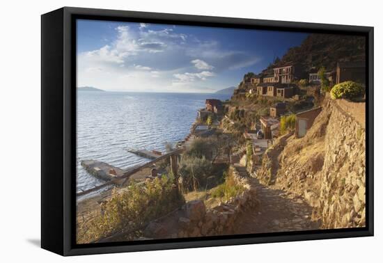 Village of Yumani on Isla del Sol (Island of the Sun), Lake Titicaca, Bolivia, South America-Ian Trower-Framed Premier Image Canvas