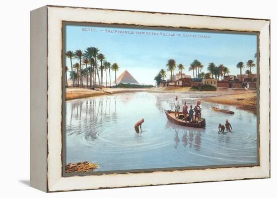 Village on Nile by Pyramids, Egypt-null-Framed Stretched Canvas