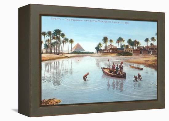 Village on Nile by Pyramids, Egypt-null-Framed Stretched Canvas