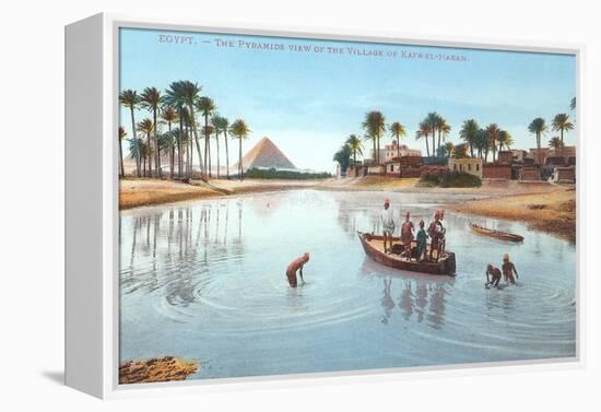 Village on Nile by Pyramids, Egypt-null-Framed Stretched Canvas