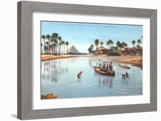 Village on Nile by Pyramids, Egypt-null-Framed Premium Giclee Print