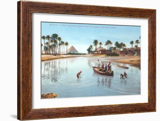 Village on Nile by Pyramids, Egypt-null-Framed Premium Giclee Print