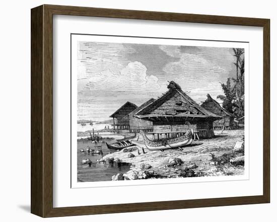 Village on Seram, Indonesia, 19th Century-J Moynet-Framed Giclee Print