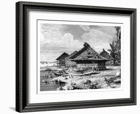 Village on Seram, Indonesia, 19th Century-J Moynet-Framed Giclee Print