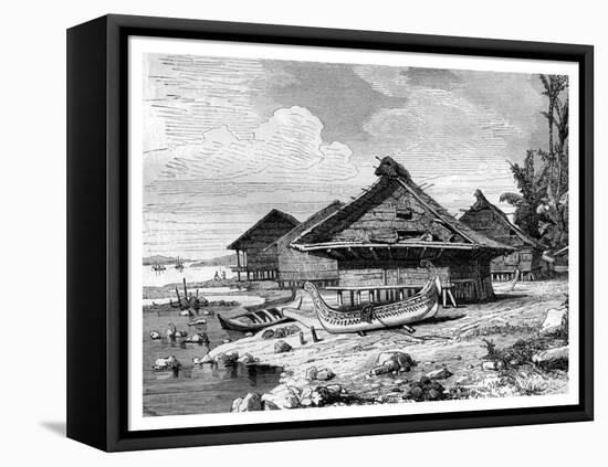 Village on Seram, Indonesia, 19th Century-J Moynet-Framed Premier Image Canvas