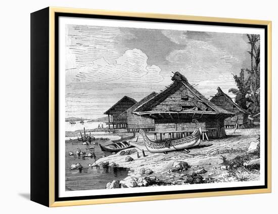 Village on Seram, Indonesia, 19th Century-J Moynet-Framed Premier Image Canvas