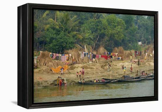 Village on the Bank of the Hooghly River, Part of the Ganges River, West Bengal, India, Asia-Bruno Morandi-Framed Premier Image Canvas