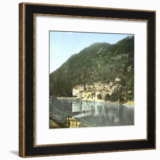 Village on the Banks of the Lake Como (Italy), Circa 1890-Leon, Levy et Fils-Framed Photographic Print