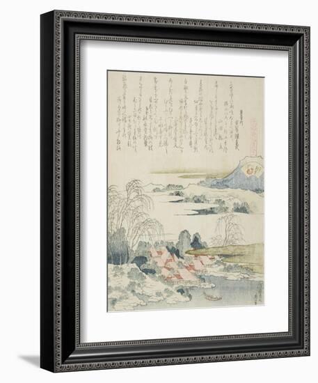 Village on the Yoshino River, Illustration for the Brocade Shell (Nishiki-Gai), 1821-Katsushika Hokusai-Framed Giclee Print