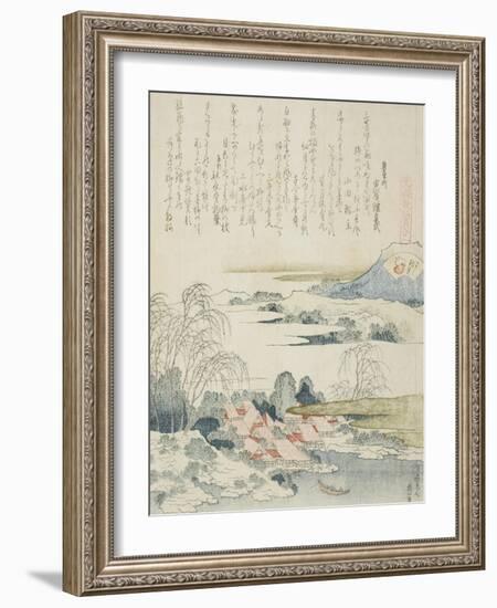 Village on the Yoshino River, Illustration for the Brocade Shell (Nishiki-Gai), 1821-Katsushika Hokusai-Framed Giclee Print