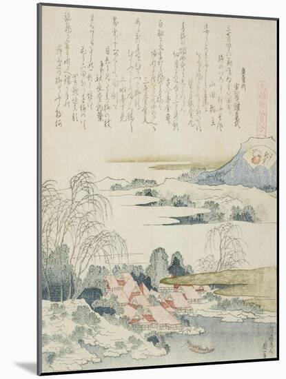 Village on the Yoshino River, Illustration for the Brocade Shell (Nishiki-Gai), 1821-Katsushika Hokusai-Mounted Giclee Print