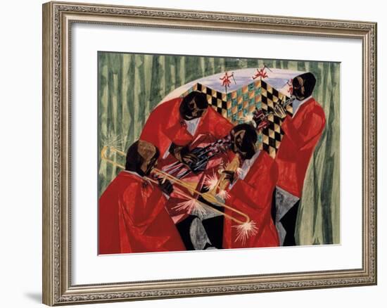 Village Quartet, 1954-Jacob Lawrence-Framed Giclee Print