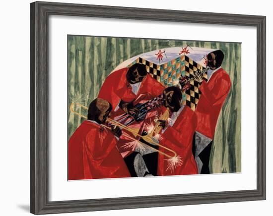 Village Quartet, 1954-Jacob Lawrence-Framed Giclee Print