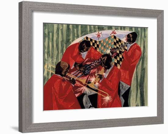 Village Quartet, 1954-Jacob Lawrence-Framed Giclee Print