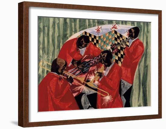 Village Quartet, 1954-Jacob Lawrence-Framed Giclee Print