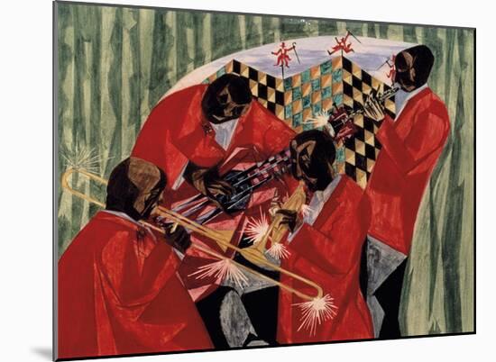 Village Quartet, 1954-Jacob Lawrence-Mounted Giclee Print