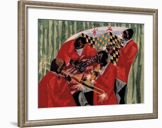 Village Quartet, 1954-Jacob Lawrence-Framed Giclee Print