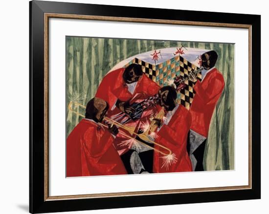 Village Quartet, 1954-Jacob Lawrence-Framed Giclee Print