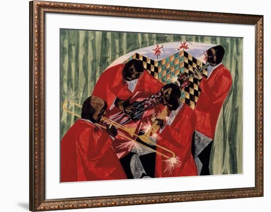 Village Quartet, 1954-Jacob Lawrence-Framed Giclee Print