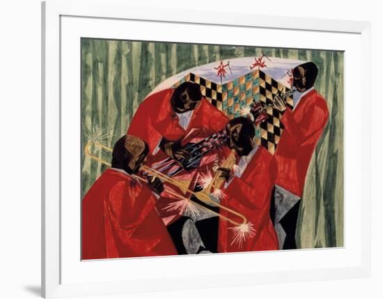 Village Quartet, 1954-Jacob Lawrence-Framed Giclee Print