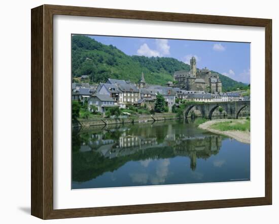 Village Reflected in the Lot River, Estaing, Aveyron, Midi Pyrenees, France, Europe-Ruth Tomlinson-Framed Photographic Print