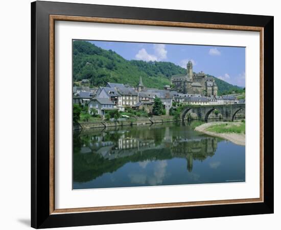 Village Reflected in the Lot River, Estaing, Aveyron, Midi Pyrenees, France, Europe-Ruth Tomlinson-Framed Photographic Print