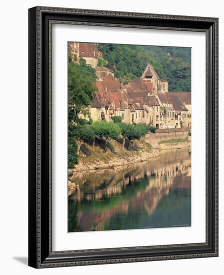 Village Reflected in the Water of the Dordogne River, La Roque-Gageac, Dordogne, Aquitaine, France-Ruth Tomlinson-Framed Photographic Print
