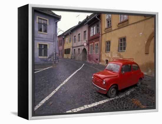 Village Roadway and Car, Sighishoara, Romania-Gavriel Jecan-Framed Premier Image Canvas