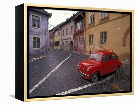 Village Roadway and Car, Sighishoara, Romania-Gavriel Jecan-Framed Premier Image Canvas