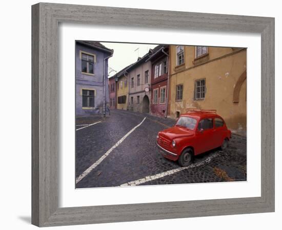Village Roadway and Car, Sighishoara, Romania-Gavriel Jecan-Framed Photographic Print