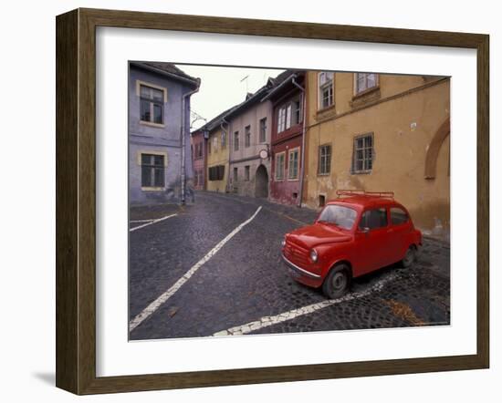 Village Roadway and Car, Sighishoara, Romania-Gavriel Jecan-Framed Photographic Print