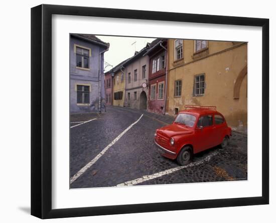 Village Roadway and Car, Sighishoara, Romania-Gavriel Jecan-Framed Photographic Print