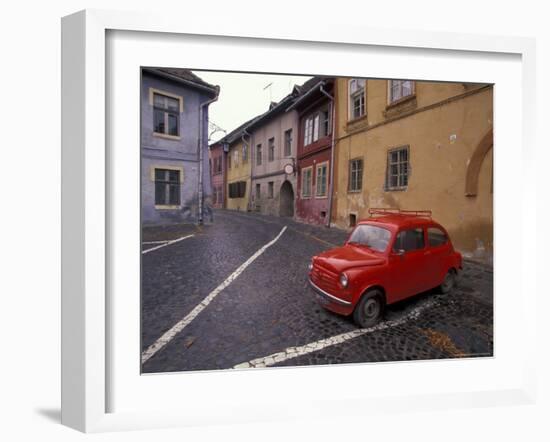 Village Roadway and Car, Sighishoara, Romania-Gavriel Jecan-Framed Photographic Print