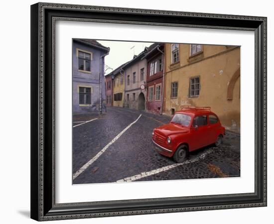 Village Roadway and Car, Sighishoara, Romania-Gavriel Jecan-Framed Photographic Print