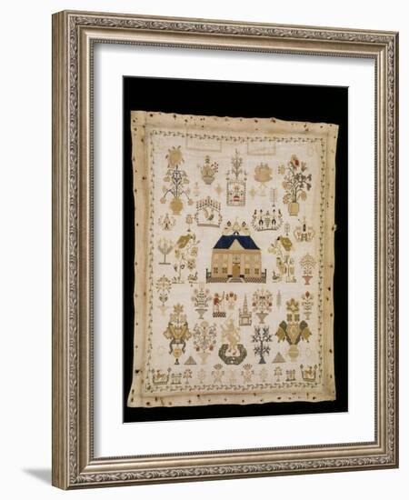 Village Scene and a Large House Sampler-null-Framed Giclee Print