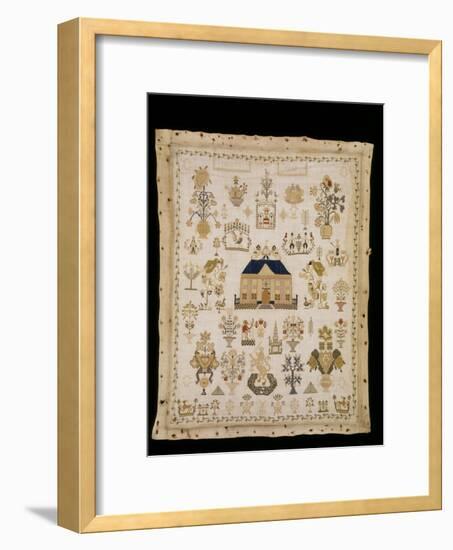 Village Scene and a Large House Sampler-null-Framed Giclee Print