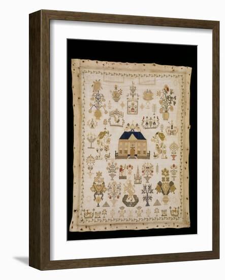 Village Scene and a Large House Sampler-null-Framed Giclee Print