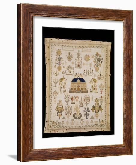 Village Scene and a Large House Sampler-null-Framed Giclee Print