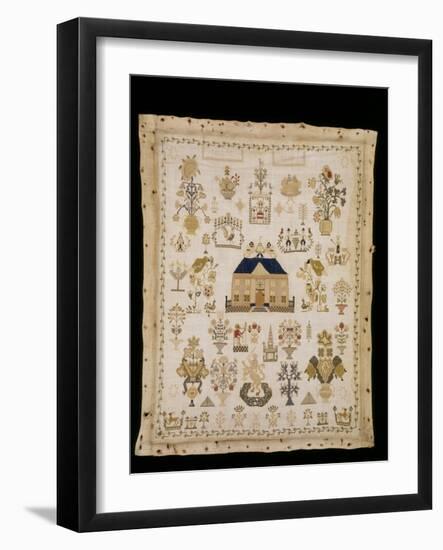 Village Scene and a Large House Sampler-null-Framed Giclee Print