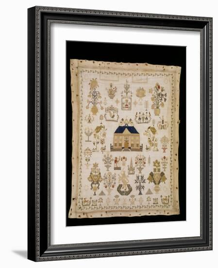 Village Scene and a Large House Sampler-null-Framed Giclee Print