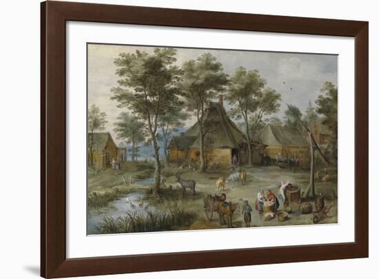 Village Scene at Ziehbrunnen-Pieter Brueghel the Younger-Framed Premium Giclee Print