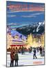 Village Scene - Whistler, Canada-Lantern Press-Mounted Art Print